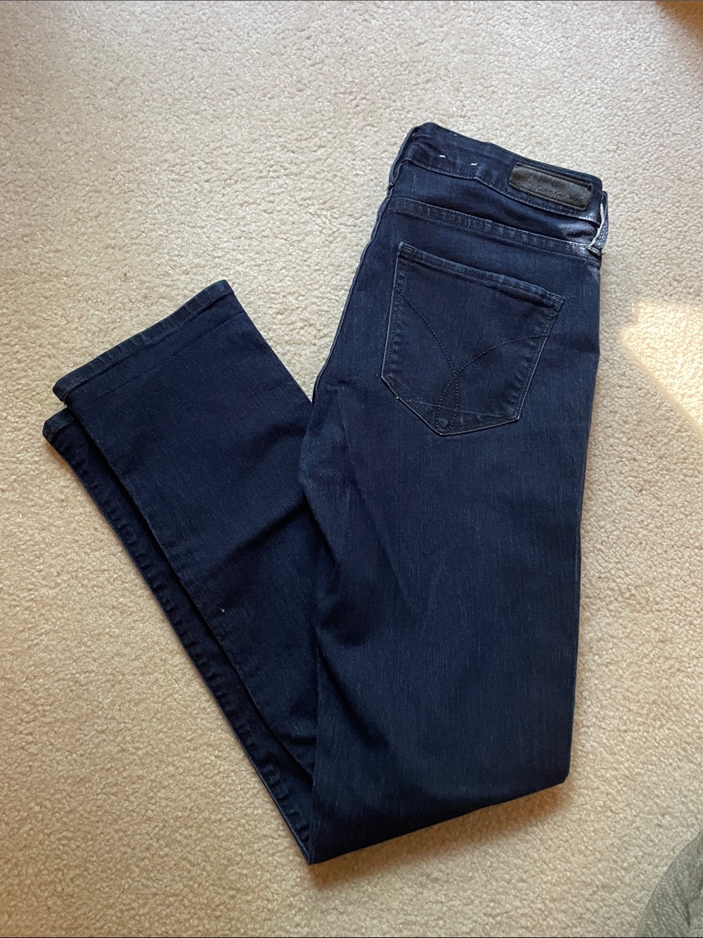 Calvin Klein Jeans Dark Navy Straight Leg Stretch Denim size 4 30” length - Picture 3 of 4